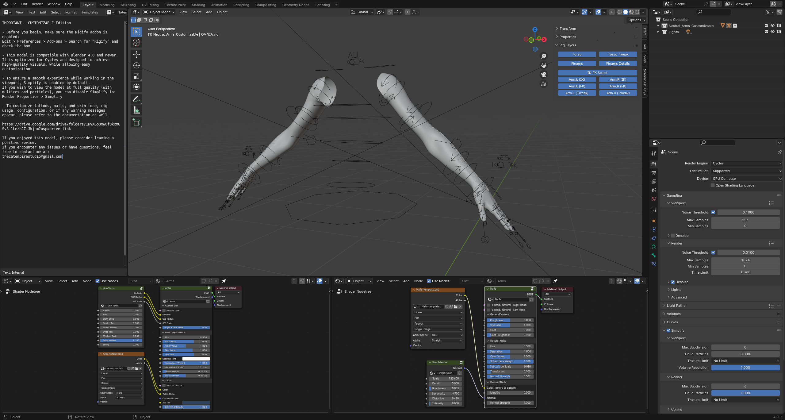 Realistic Neutral Arms - Customizable Edition 3D model_12