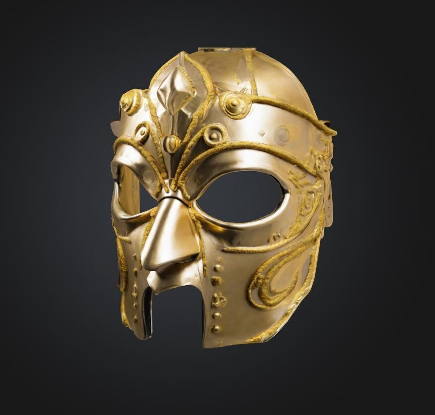 King Gladiator Face Mask - Warrior Gladiator Embroidered Mask 3D print model_18