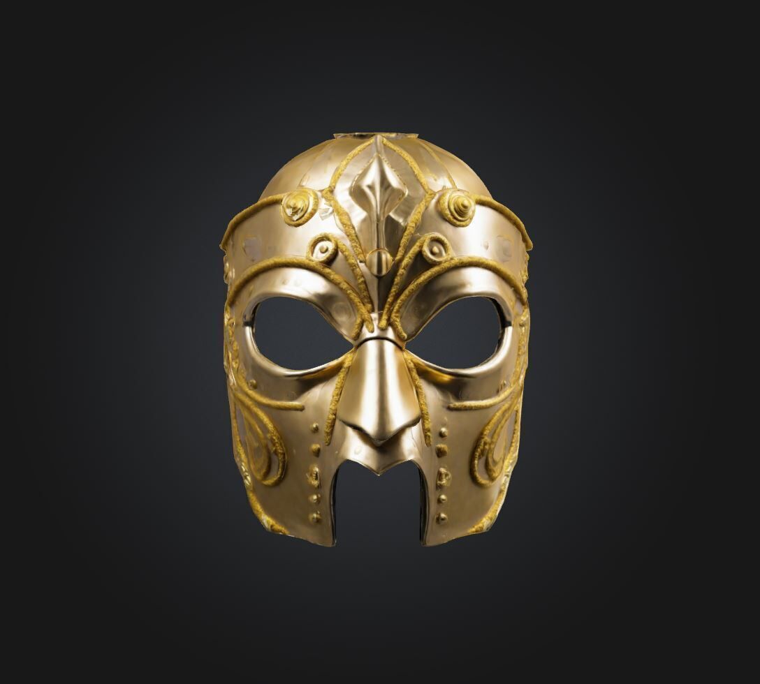 King Gladiator Face Mask - Warrior Gladiator Embroidered Mask 3D print model_17