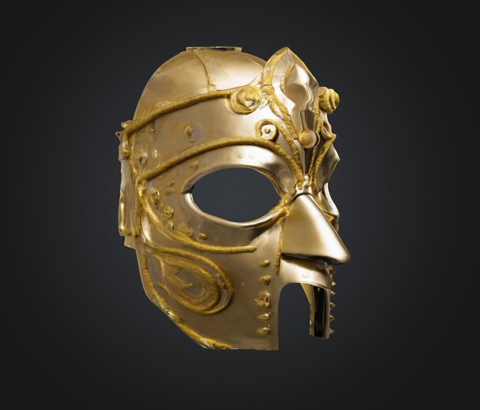 King Gladiator Face Mask - Warrior Gladiator Embroidered Mask 3D print model_1