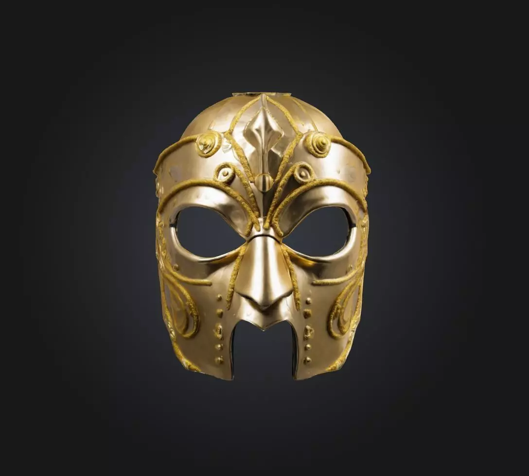 King Gladiator Face Mask - Warrior Gladiator Embroidered Mask 3D print model_0