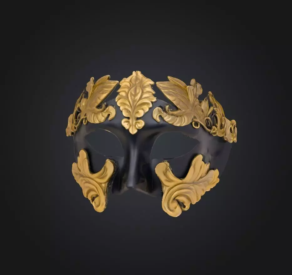 Rome Half Face Mask - Eternal City Medieval Embroidered Mask 3D print model_0