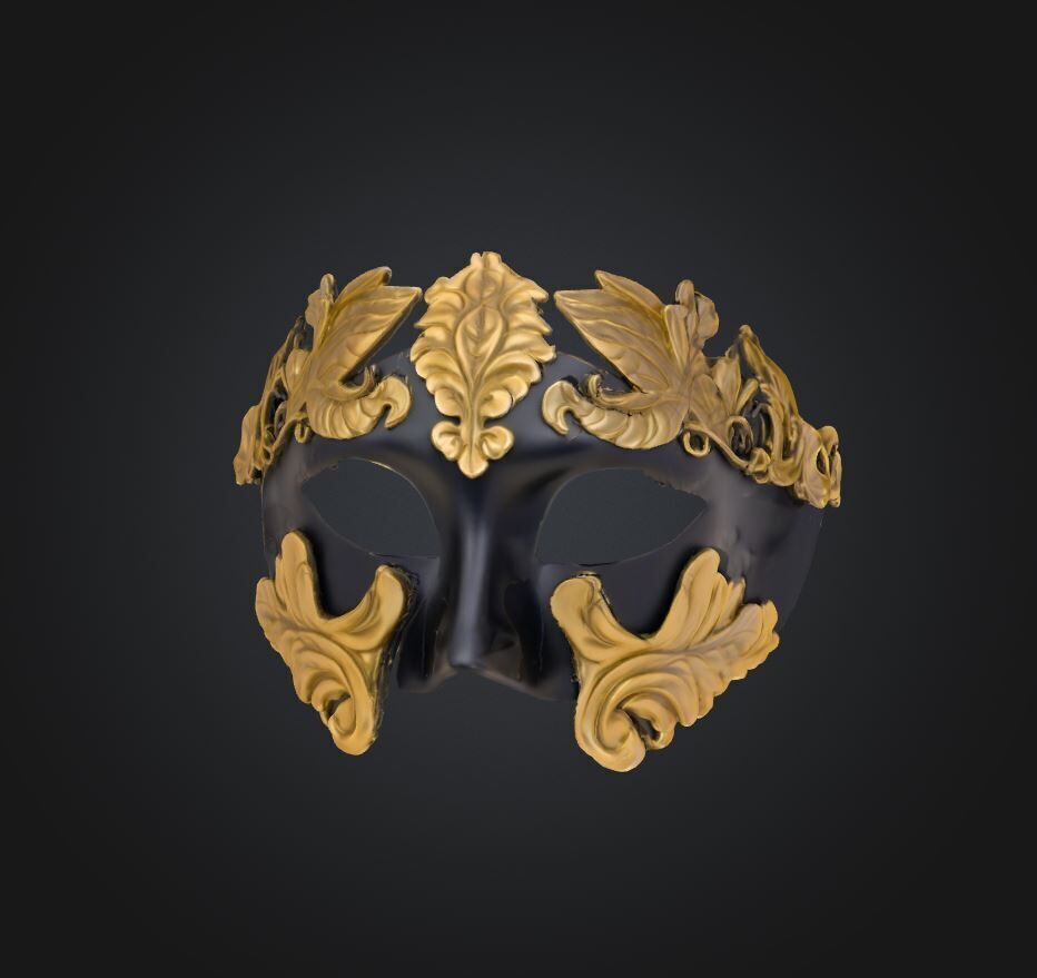 Rome Half Face Mask - Eternal City Medieval Embroidered Mask 3D print model_5