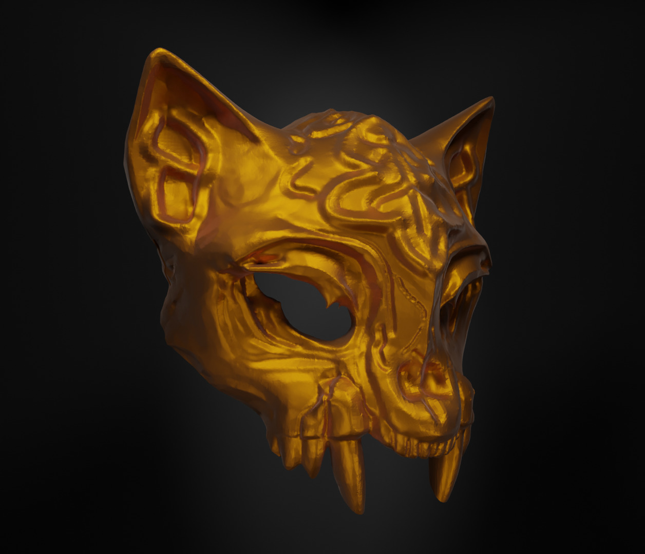 Gothic Cat Prom Face Mask - Prom Animal Embroidered Mask 3D print model_19