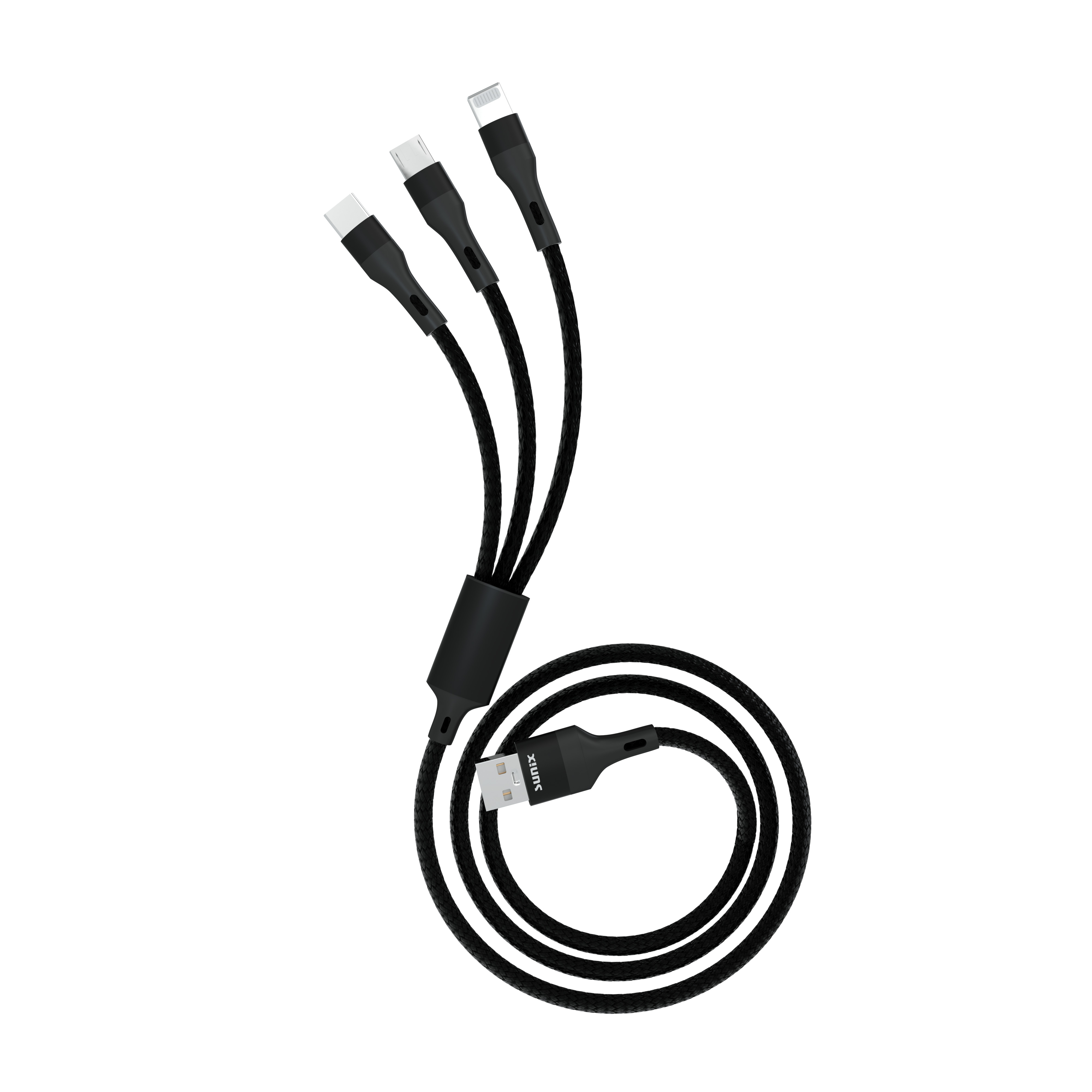 Black cable with three heads 3D model_1