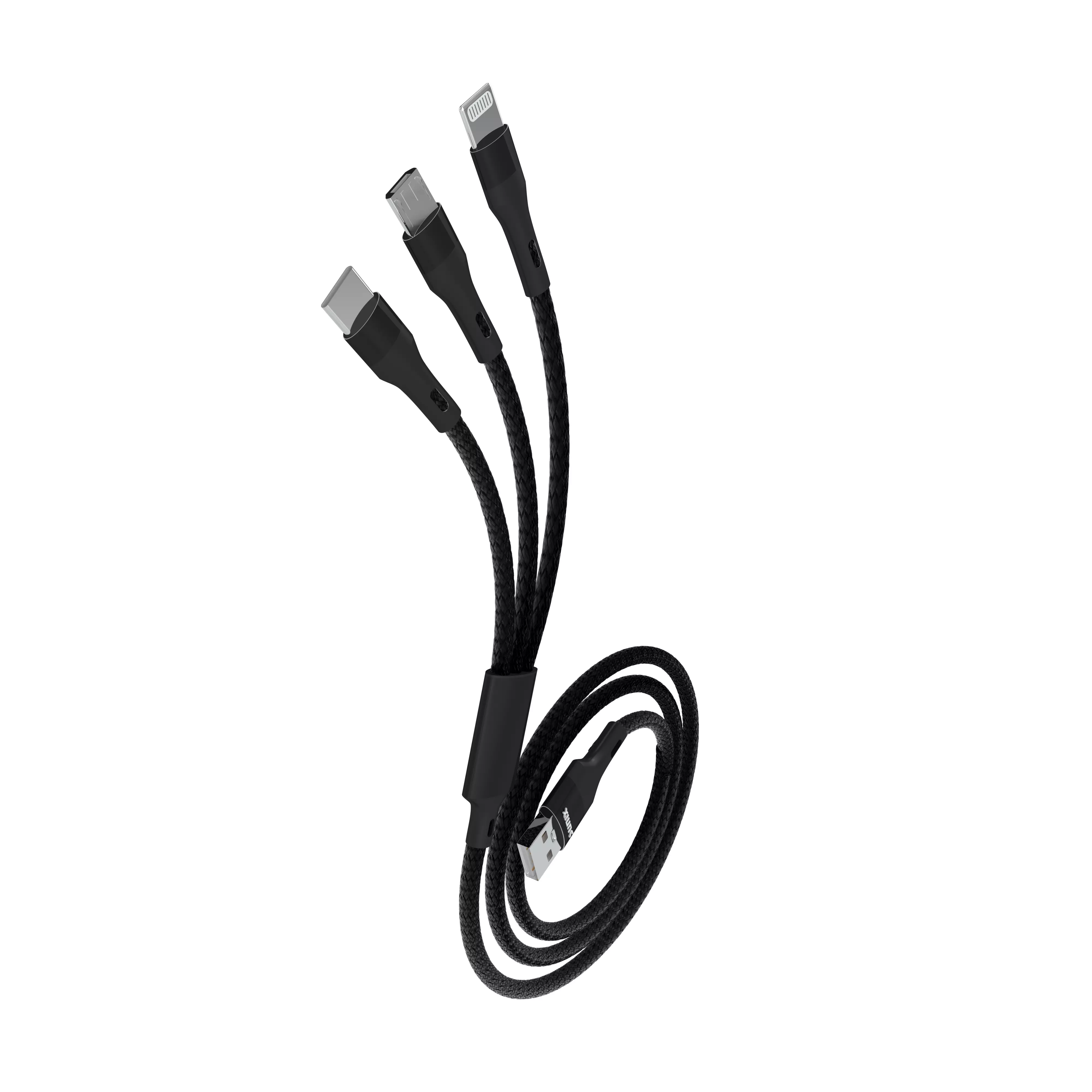 Black cable with three heads 3D model_0