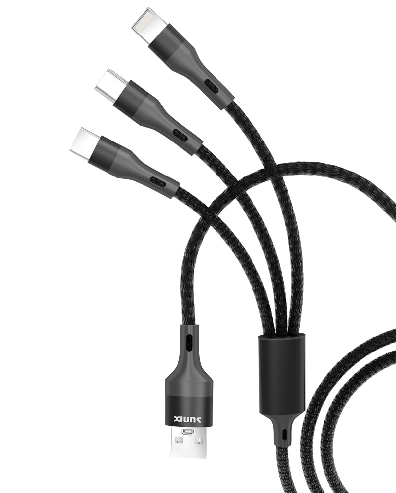 Black cable with three heads 3D model_5