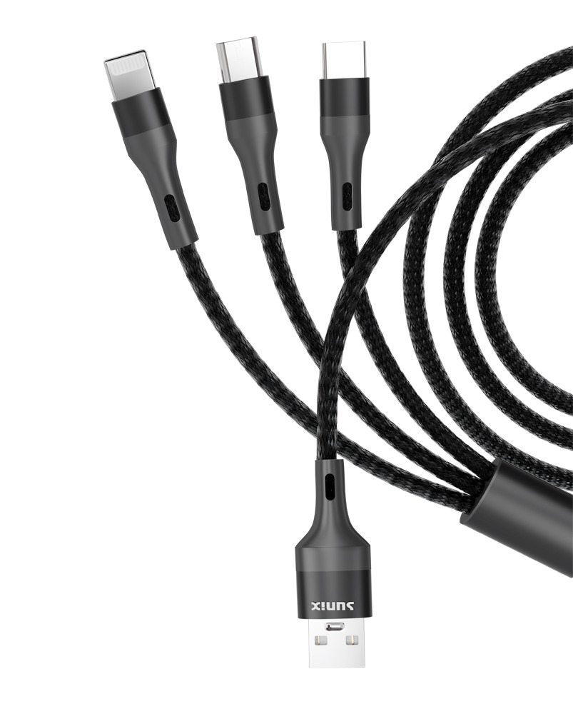 Black cable with three heads 3D model_4