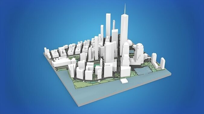 Cityscape New York West street 3D model 6