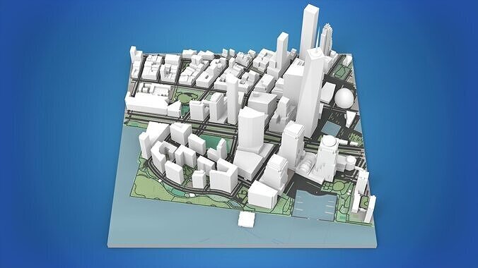 Cityscape New York West street 3D model 5