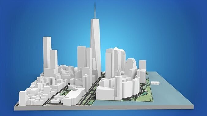 Cityscape New York West street 3D model 2