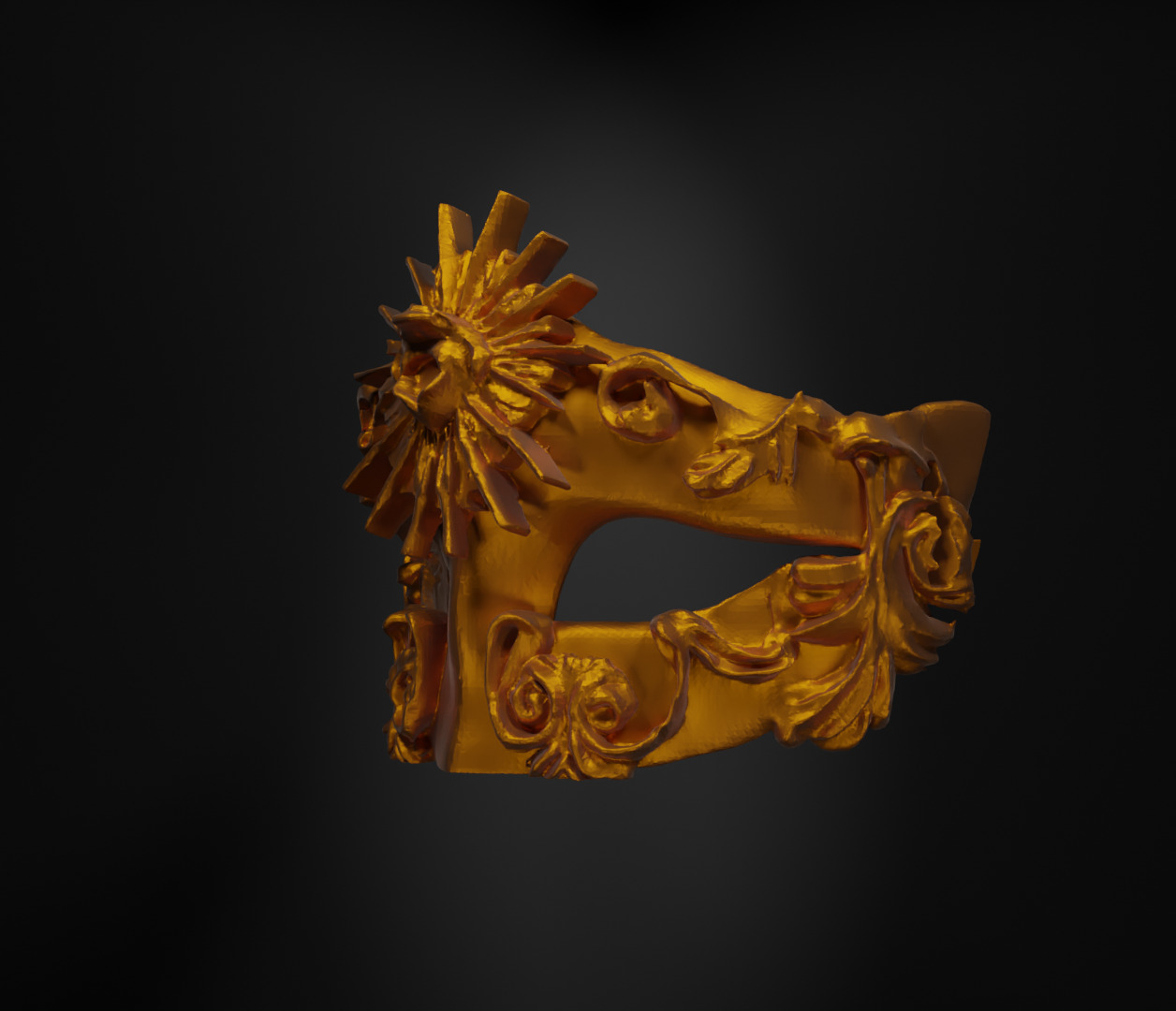 Half Masquerade Face Mask - Unisex Embroidered Mask 3D print model_37