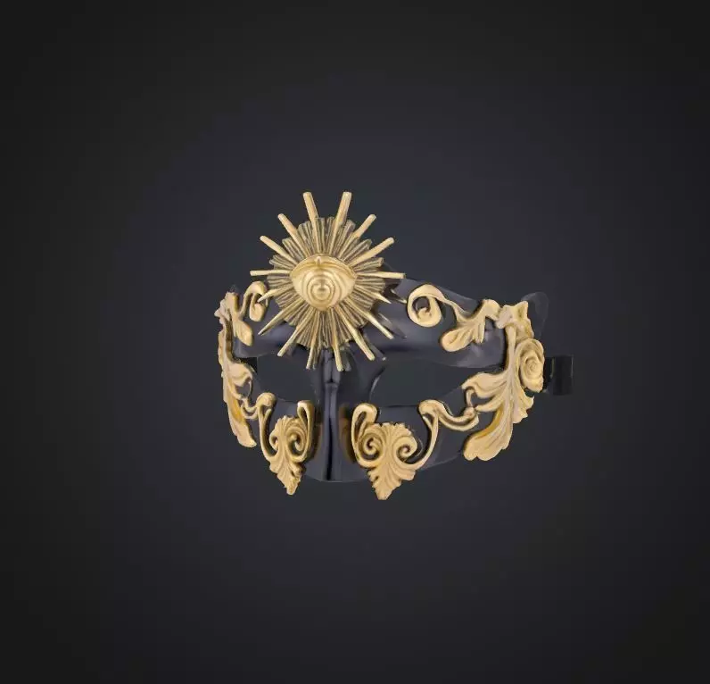 Half Masquerade Face Mask - Unisex Embroidered Mask 3D print model_0