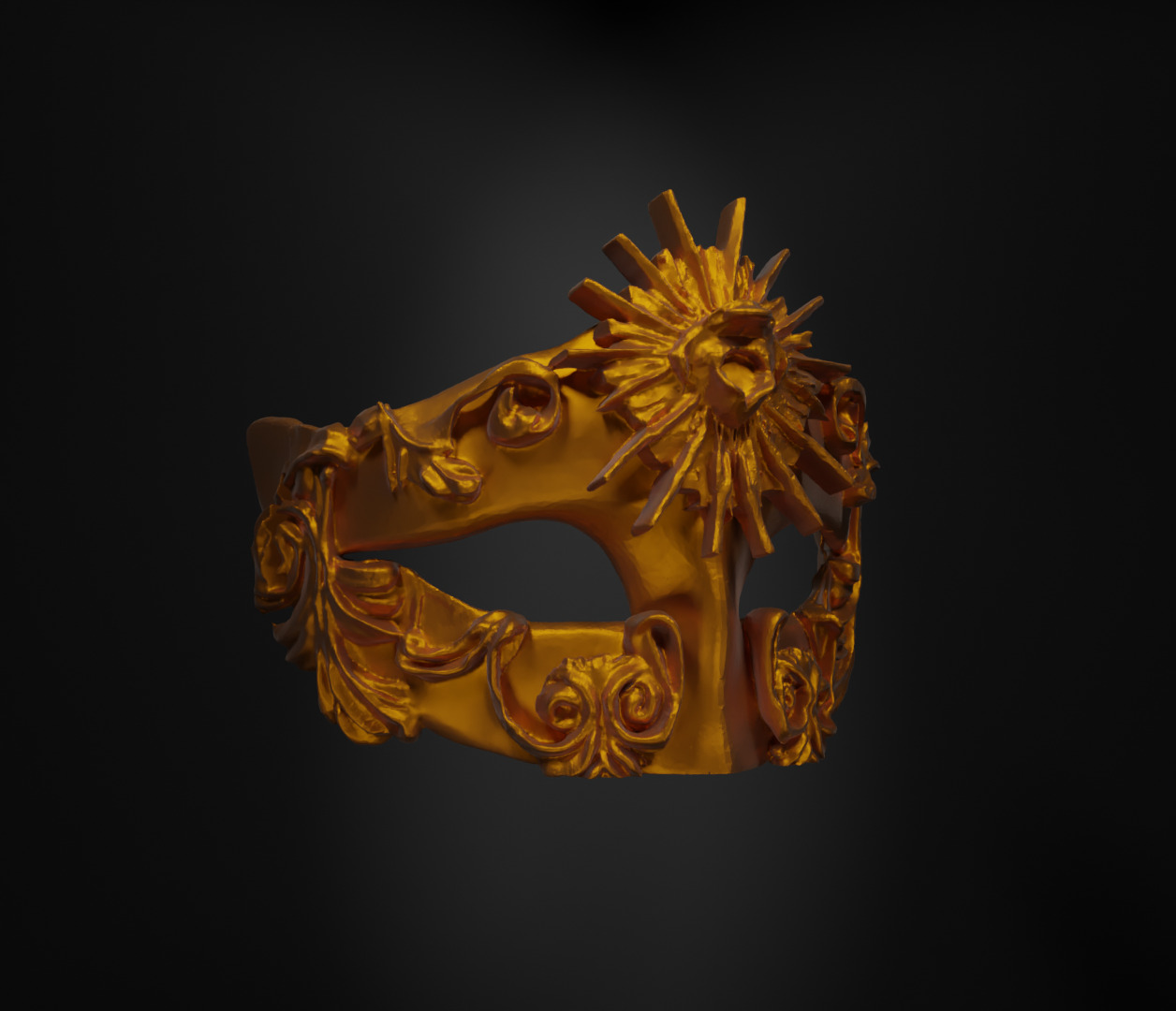 Half Masquerade Face Mask - Unisex Embroidered Mask 3D print model_21