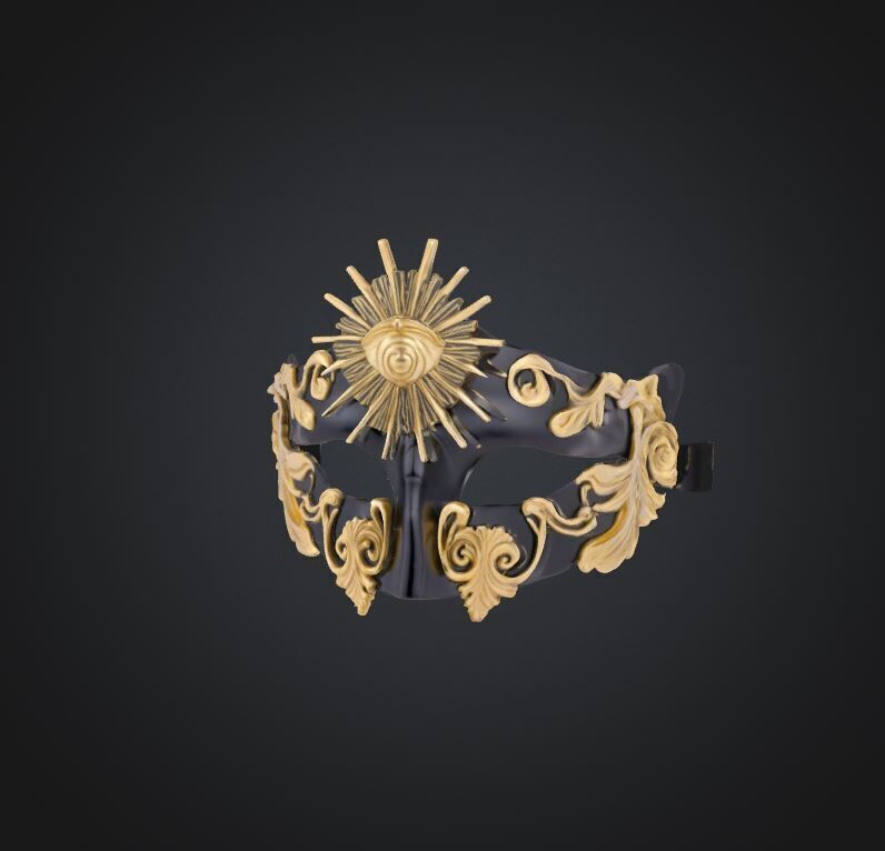 Half Masquerade Face Mask - Unisex Embroidered Mask 3D print model_18