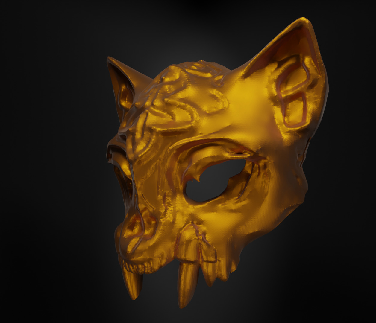 Gothic Cat Prom Face Mask - Prom Animal Embroidered Mask 3D print model_1