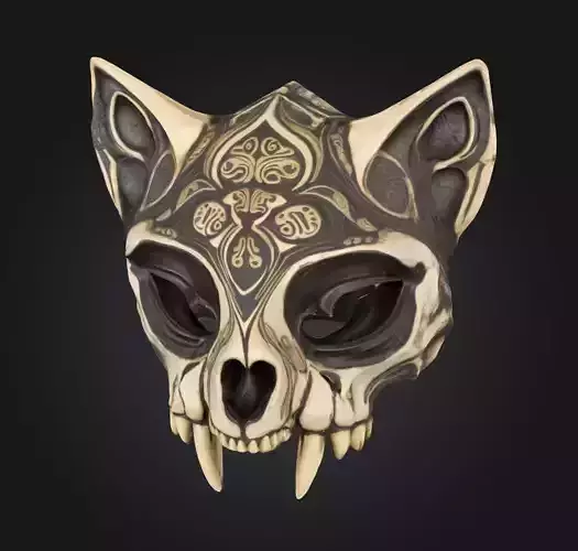 Gothic Cat Prom Face Mask - Prom Animal Embroidered Mask