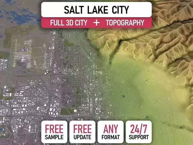 Salt Lake City - Topography Terrain 3D City