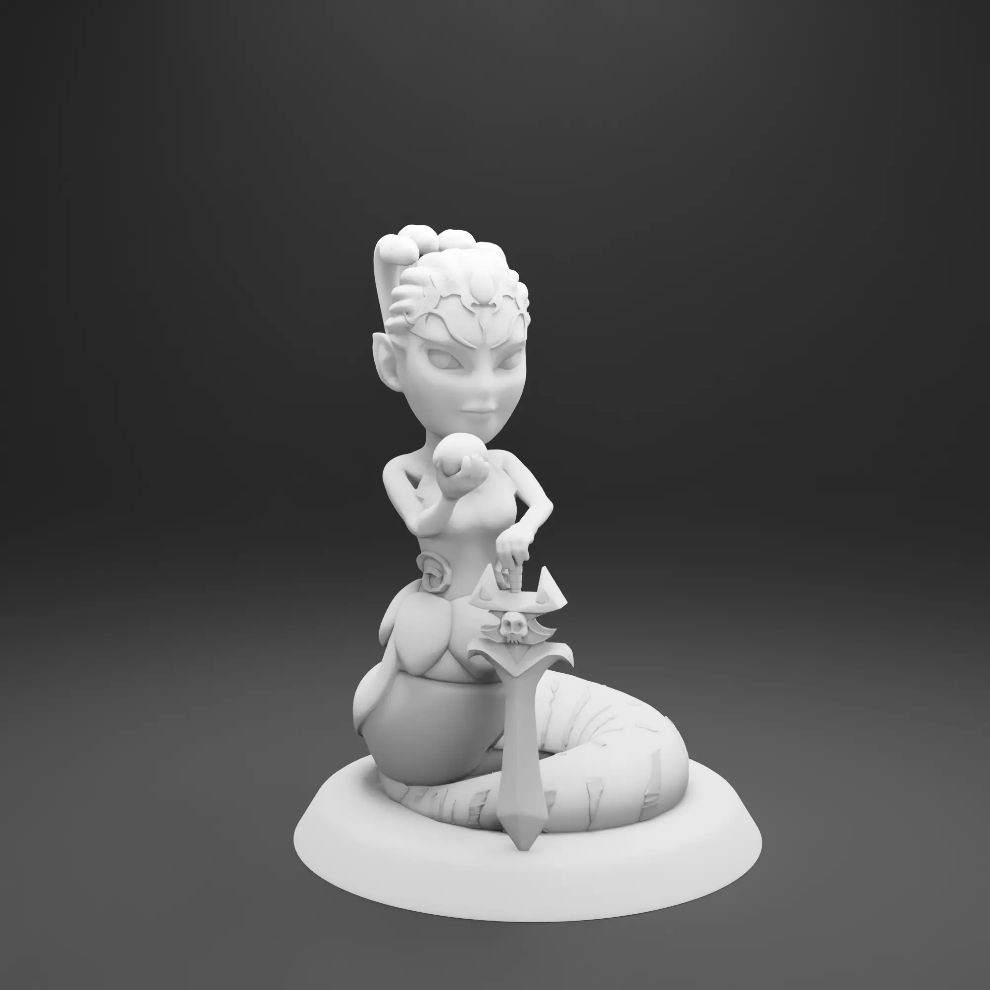 Cartoon Gorgon - Meusa statue 3D print model_0