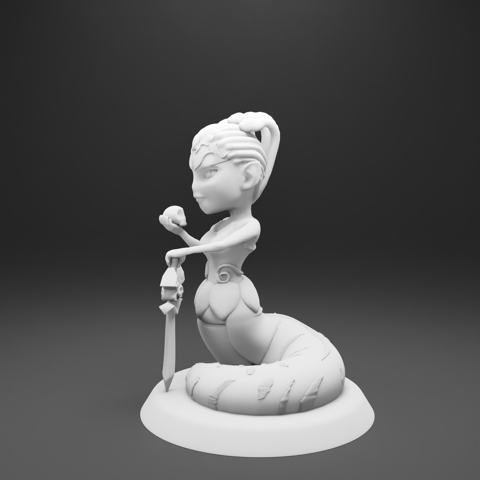 Cartoon Gorgon - Meusa statue 3D print model_1