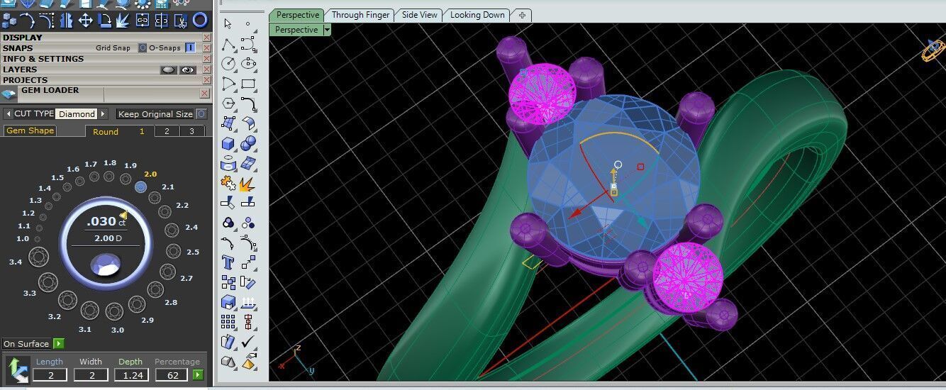 Elegant 18K Gold Ring with Center and Side Stones  Free 3D print model_10