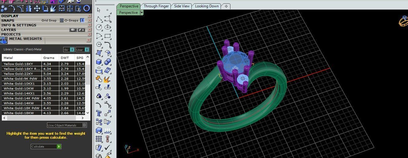 Elegant 18K Gold Ring with Center and Side Stones  Free 3D print model_8