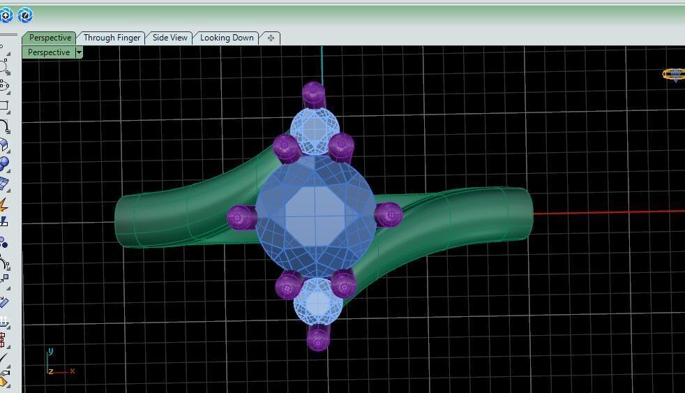 Elegant 18K Gold Ring with Center and Side Stones  Free 3D print model_13