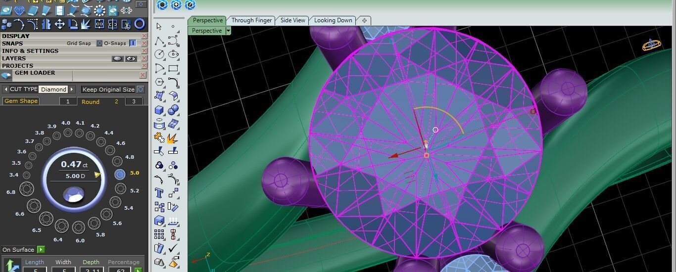 Elegant 18K Gold Ring with Center and Side Stones  Free 3D print model_9