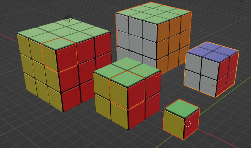 Rubik Cube 1x1 2x2 3x3 3D model_1