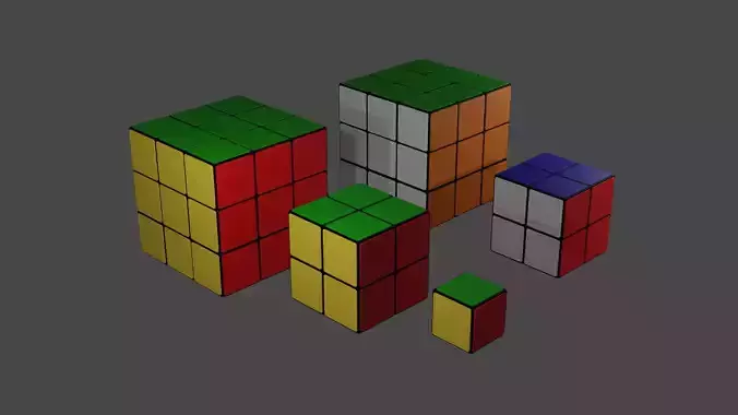Rubik Cube 1x1 2x2 3x3 3D model