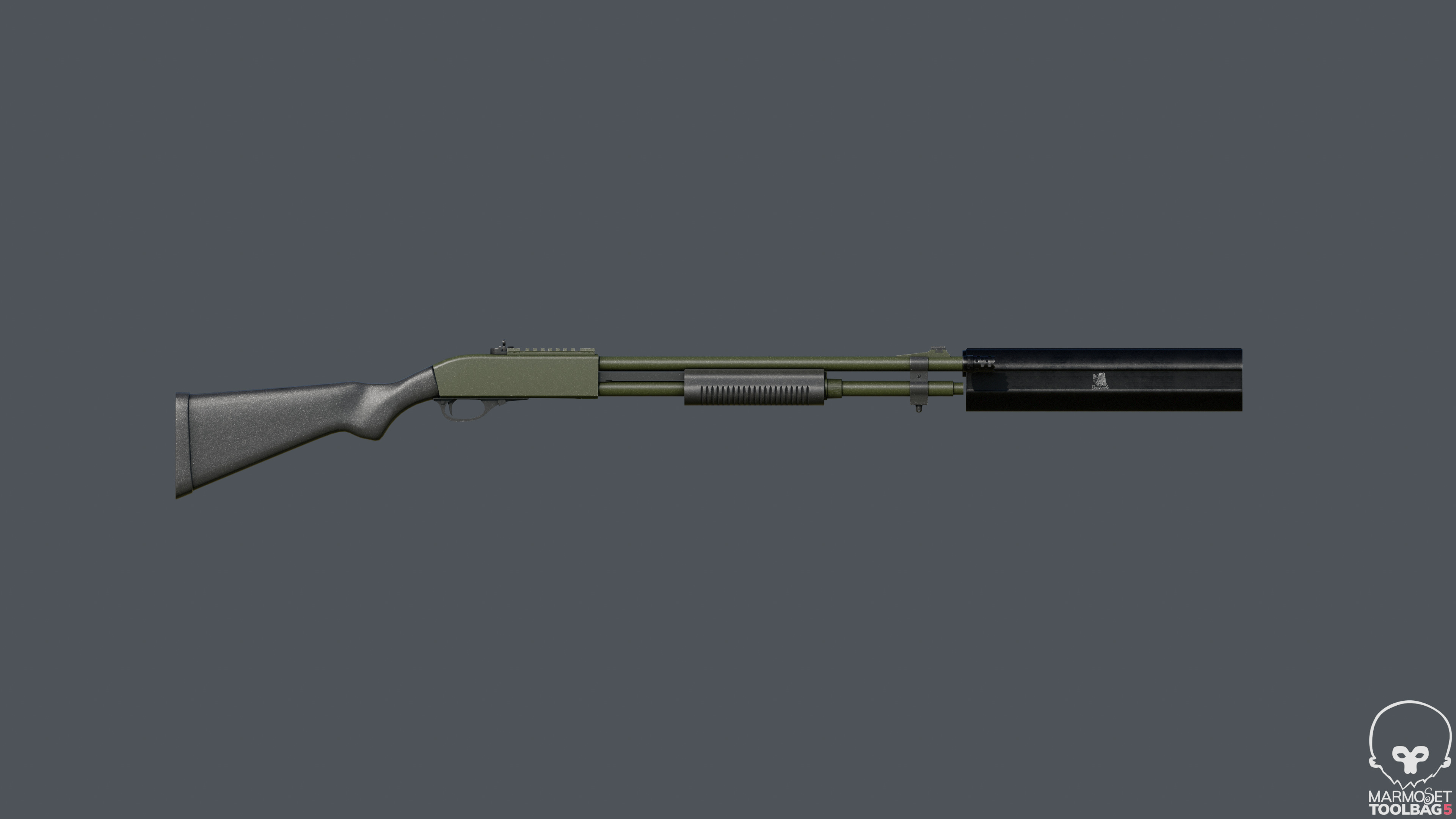 Remington 870 shotgun  Low-poly 3D model_6