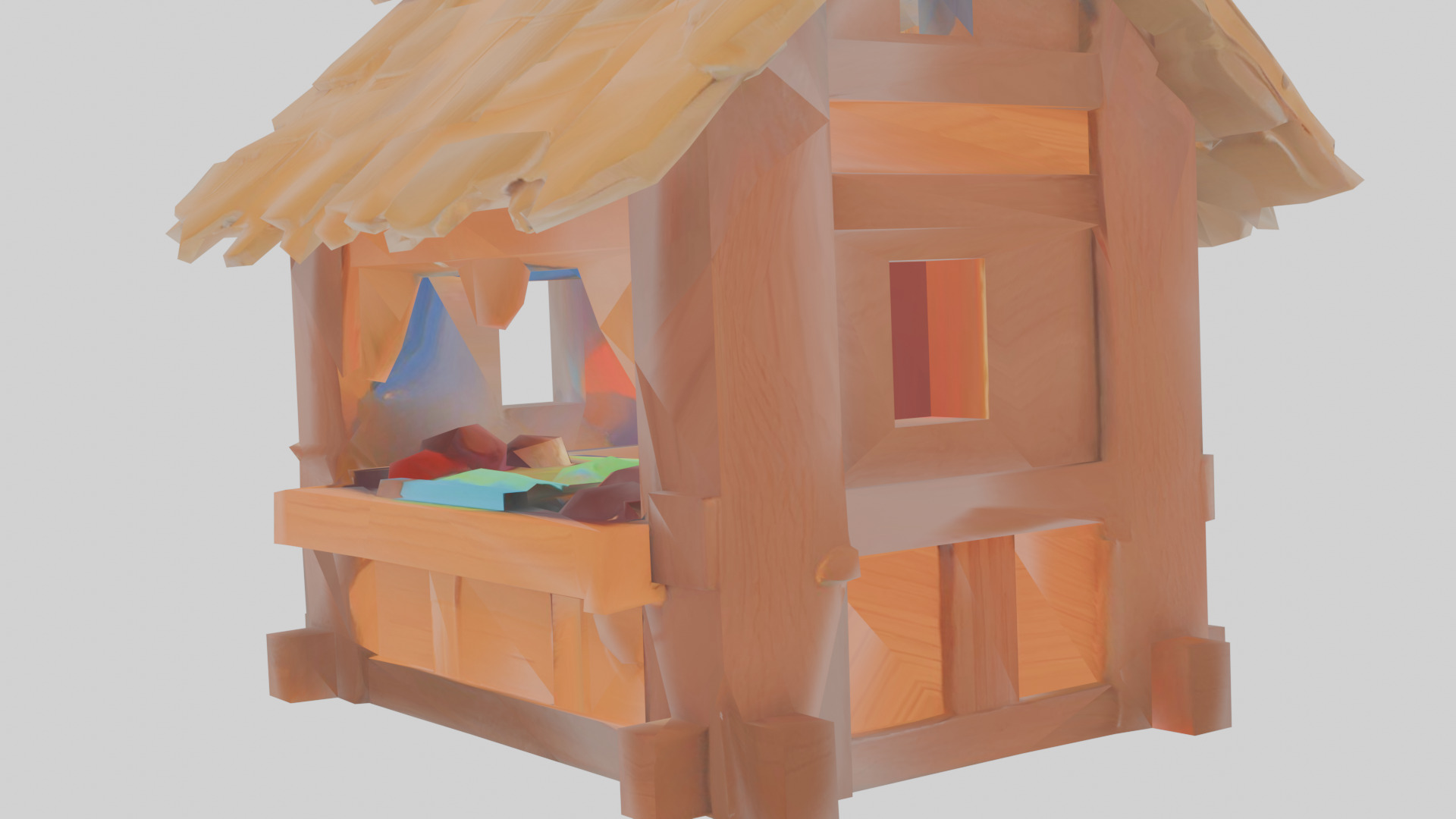 Medieval Market Stall - Roblox Ready Game Asset Low-poly 3D model_3