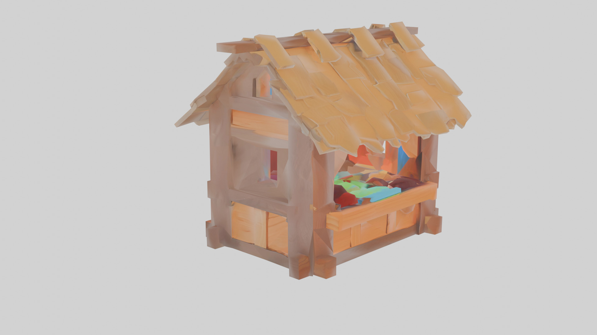 Medieval Market Stall - Roblox Ready Game Asset Low-poly 3D model_4