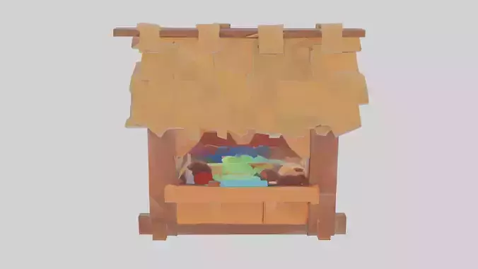 Medieval Market Stall - Roblox Ready Game Asset Low-poly 3D model