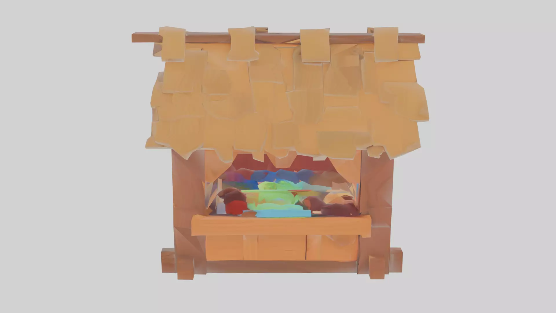 Medieval Market Stall - Roblox Ready Game Asset Low-poly 3D model_0