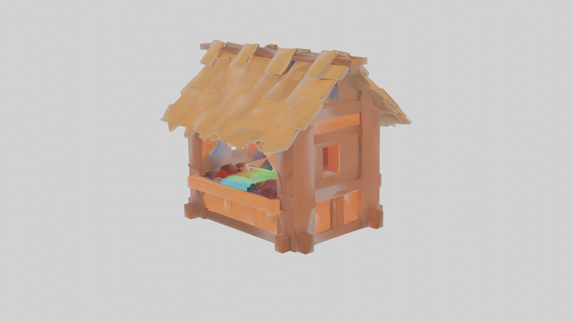 Medieval Market Stall - Roblox Ready Game Asset Low-poly 3D model_1