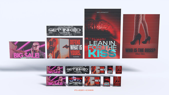 Cyberpunk Advertisement Billboards Low-poly 3D model