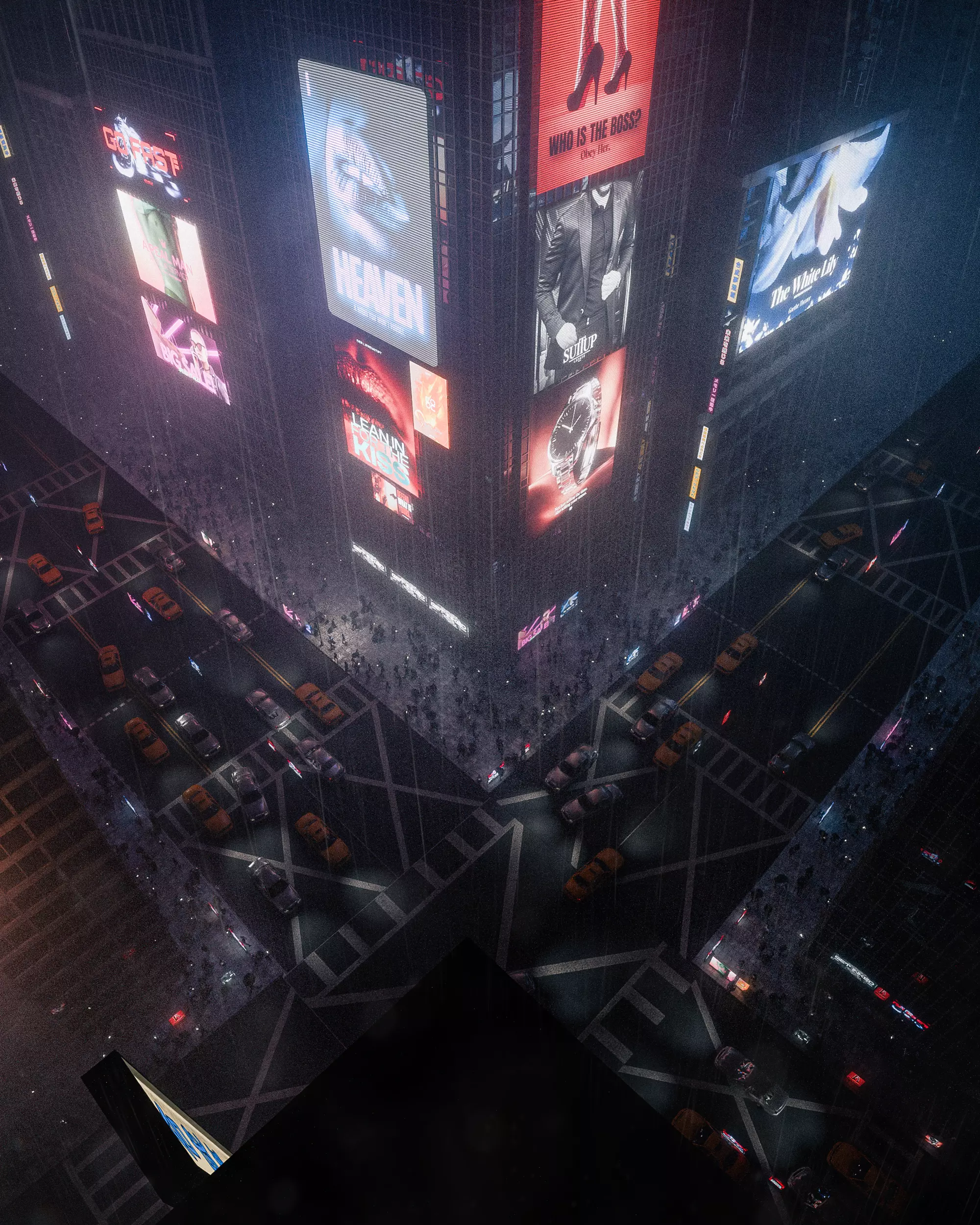 Cyberpunk Advertisement Billboards Low-poly 3D model_0