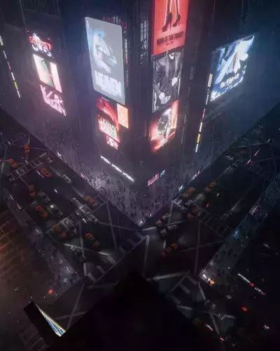 Cyberpunk Advertisement Billboards Low-poly 3D model