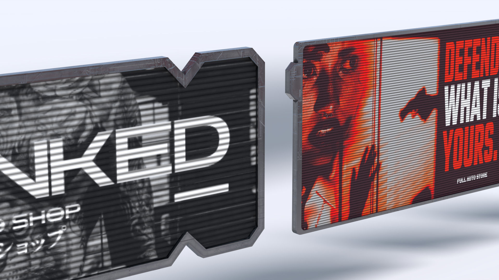 Cyberpunk Advertisement Billboards Low-poly 3D model_5