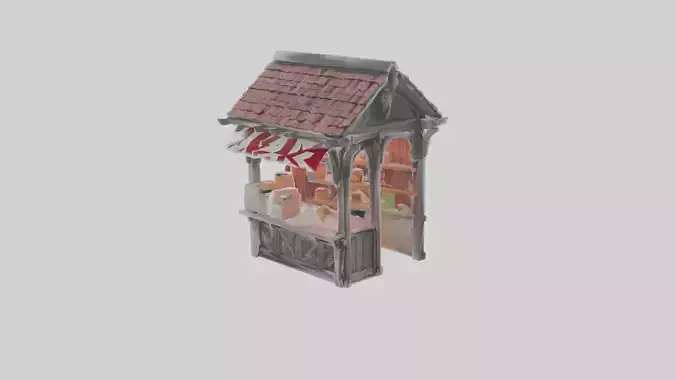 Medieval Market Stall - Game Asset