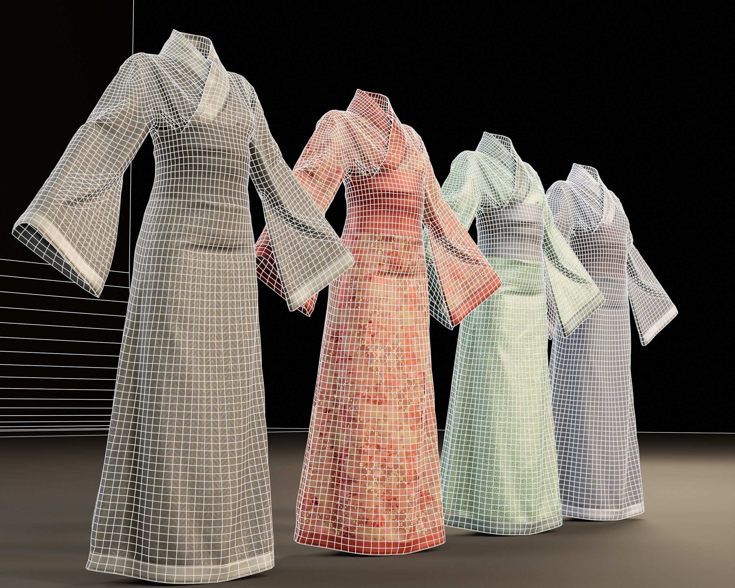 Japanese Kimono - 8 Texture Variations Low-poly 3D model_5
