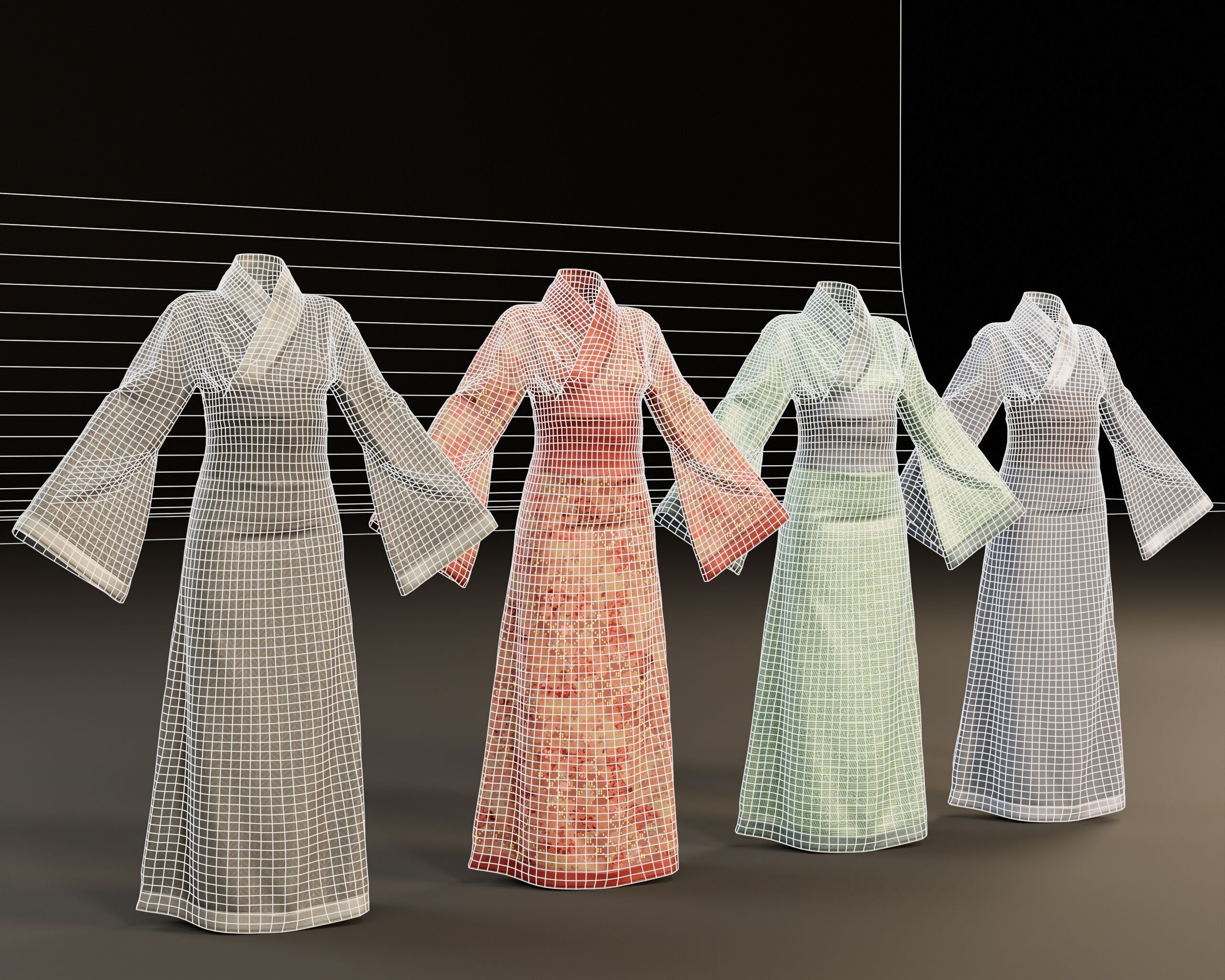 Japanese Kimono - 8 Texture Variations Low-poly 3D model_3
