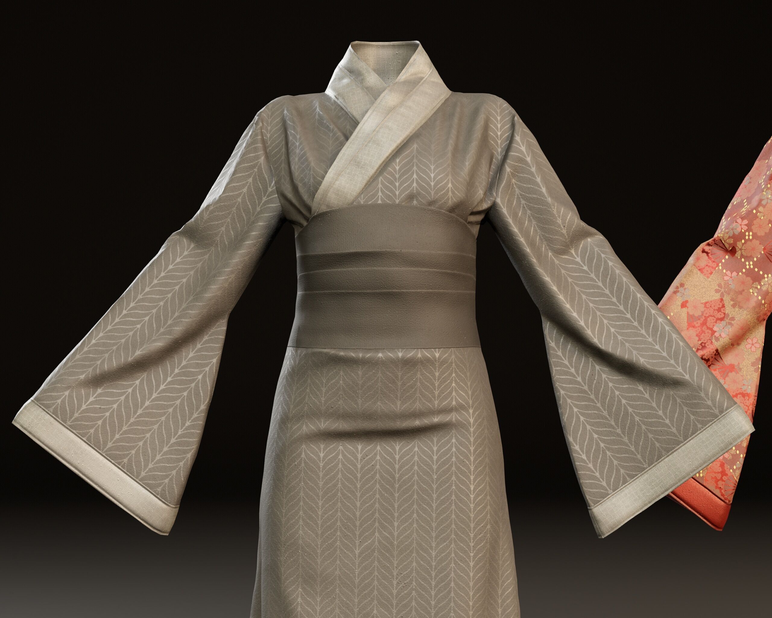Japanese Kimono - 8 Texture Variations Low-poly 3D model_8