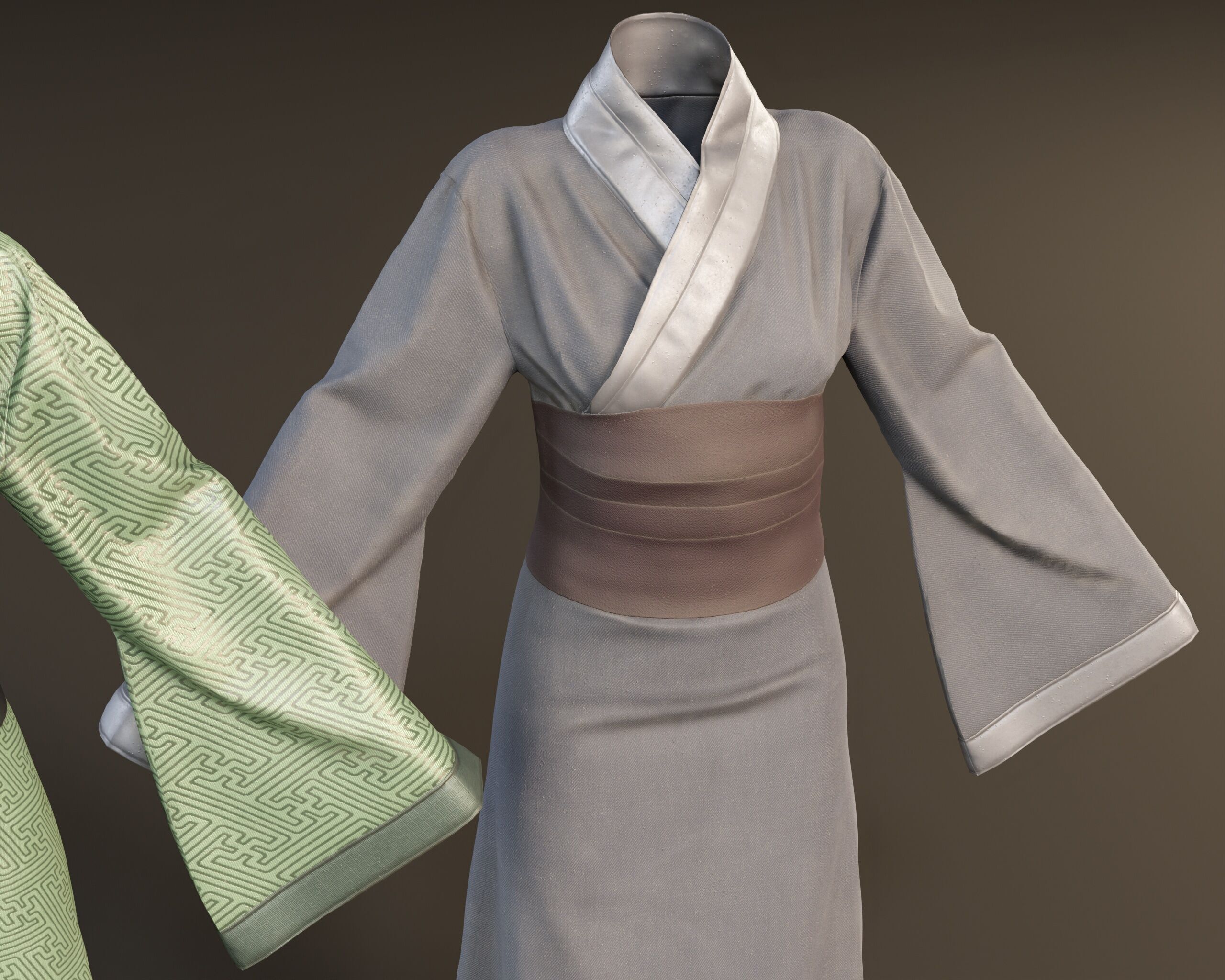 Japanese Kimono - 8 Texture Variations Low-poly 3D model_12