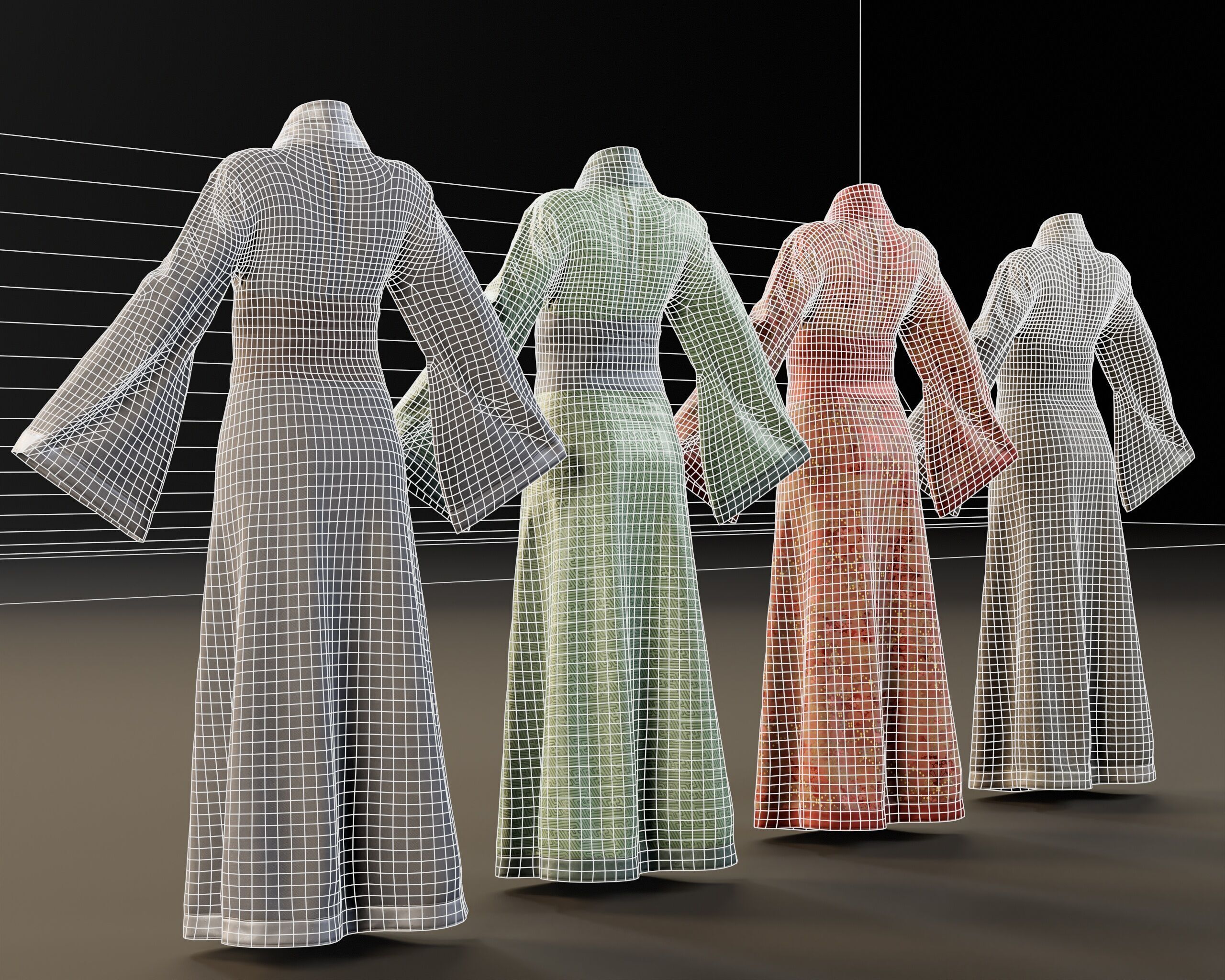 Japanese Kimono - 8 Texture Variations Low-poly 3D model_17