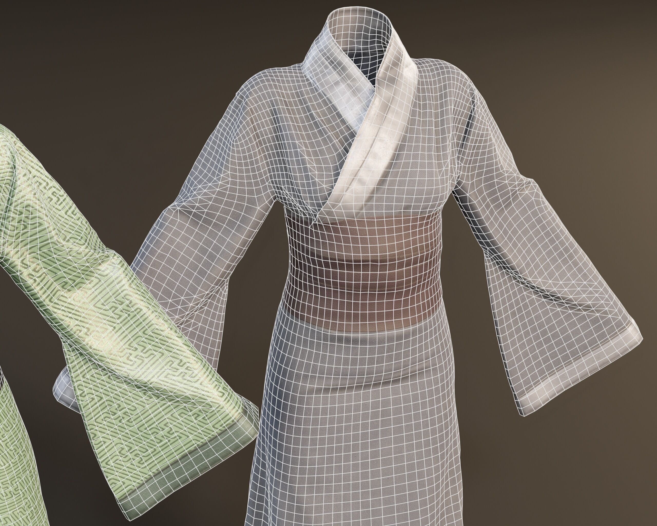 Japanese Kimono - 8 Texture Variations Low-poly 3D model_13
