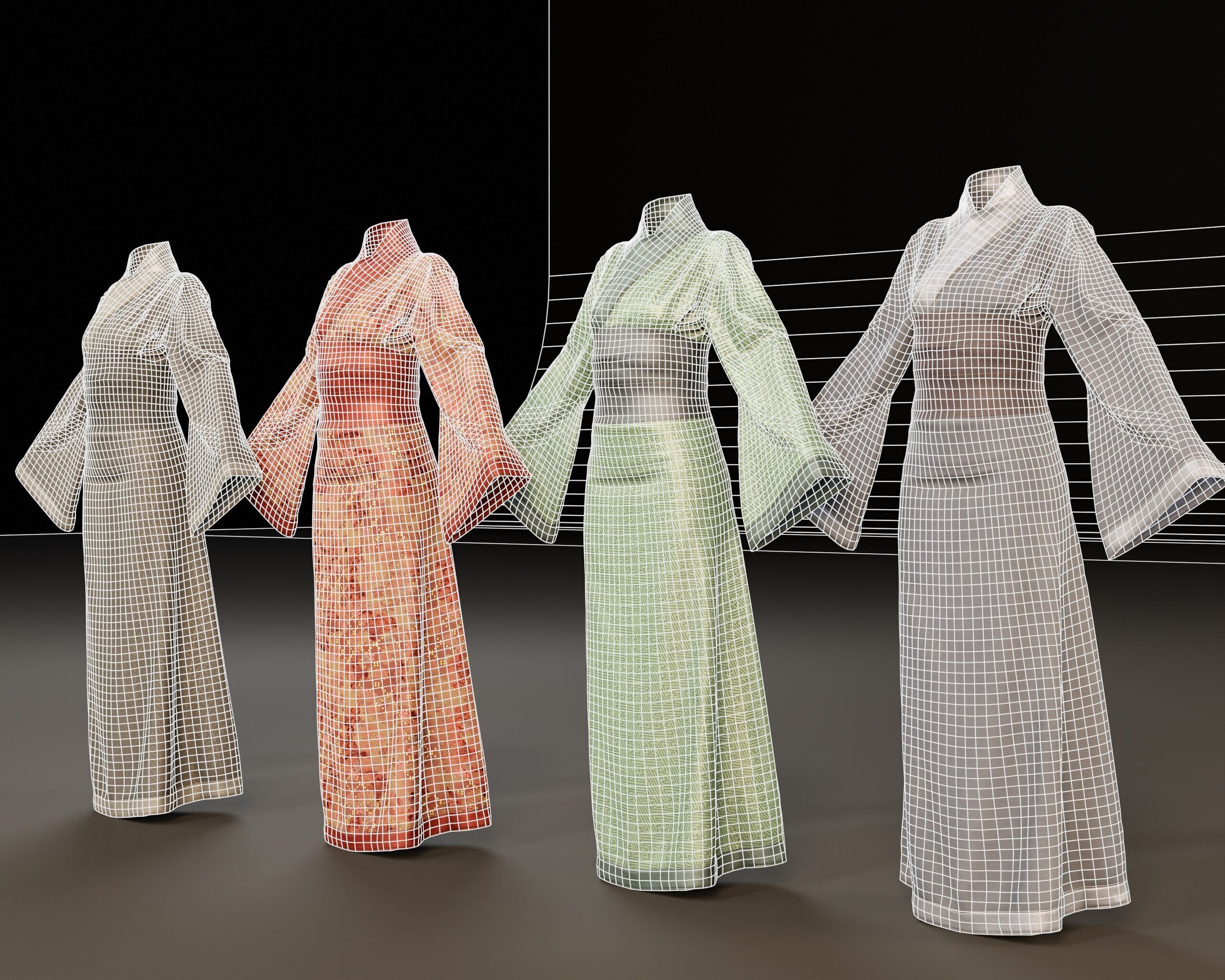 Japanese Kimono - 8 Texture Variations Low-poly 3D model_15
