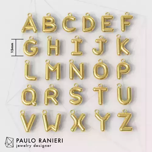 15mm Balloon Alphabet - 26 Letter Pendants 3D print model