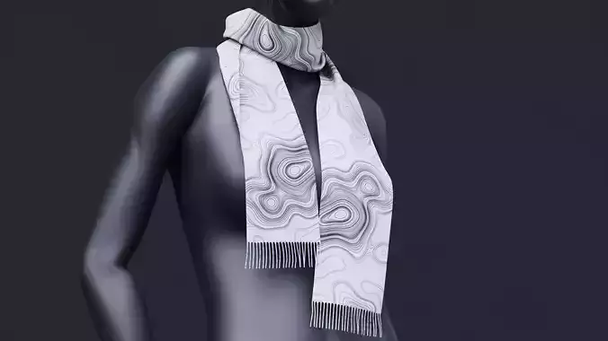 Female Scarf with Modern Pattern 3D model